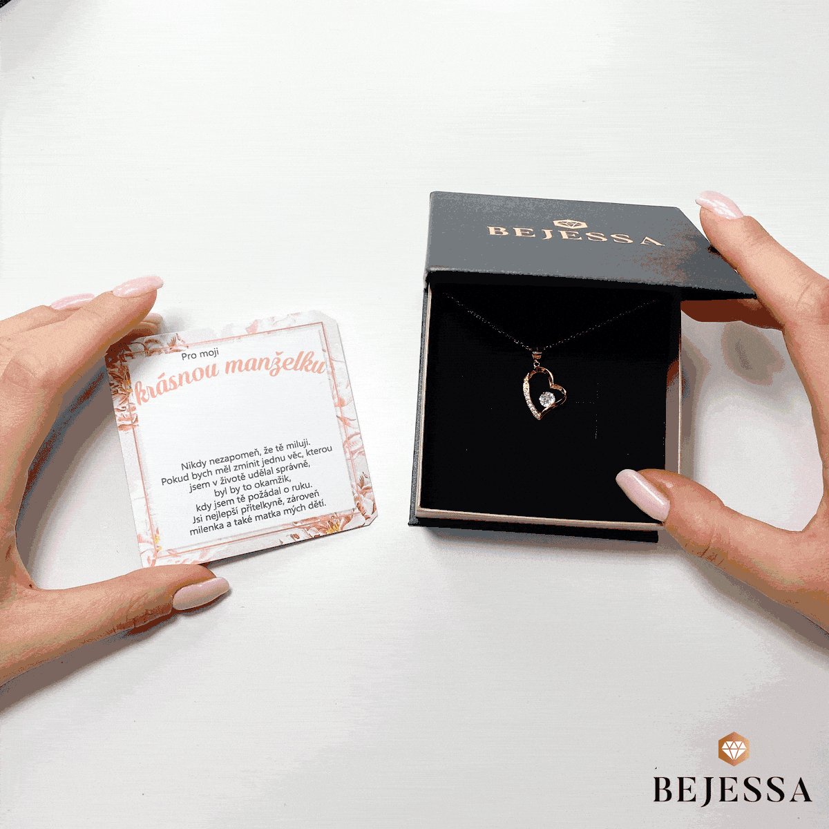 bejessa-balení balíčku náhrdelník stříbrný