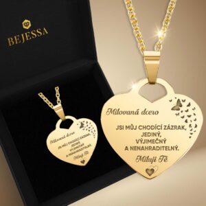 Gravírovaný náhrdelník srdce pro dceru Jsi zázrak náhrdelník z nerezové oceli dárek pro dceru k narozeninám jmeniny dítěte svátek stříbrný