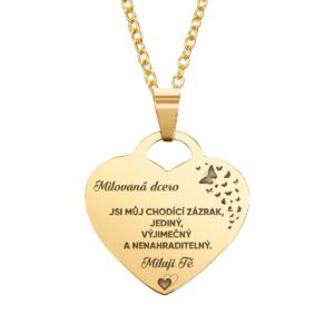 Gravírovaný náhrdelník srdce pro dceru Jsi zázrak náhrdelník z nerezové oceli dárek pro dceru k narozeninám jmeniny dítěte svátek stříbrný