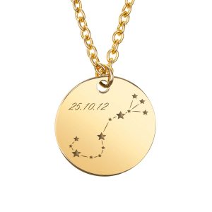 dárkový náhrdelník s gravírováním hvězdy znamení zvěrokruhu a jména datum ocelový dárek k Vánocům narozeninový dárek pro dceru manželku matku milovanou osobu