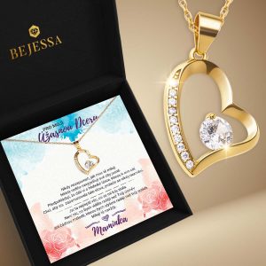 náhrdelník pro dceru od maminky lesklý bílý dárek k vánočním narozeninám jmeniny stříbrný rhodiovaný 925 zlatá barva bejessa