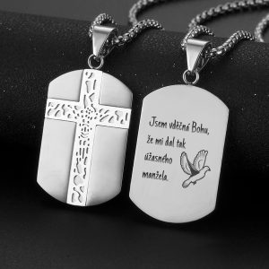 křížek náhrdelník pro manzela ocelový vánoční dárek narozeniny jmeniny barva stříbrná 2