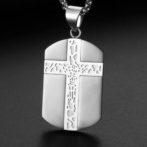 křížek náhrdelník pro manzela ocelový vánoční dárek narozeniny jmeniny barva stříbrná 2