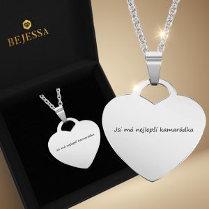 srdce náhrdelník ryté personalizace mincovní stříbro dárek bejessa
