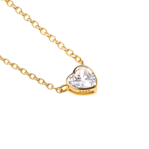 zlatý náhrdelník srdce velké zirkony dárek Vánoce 18karátové zlato 925 stříbro bejessa