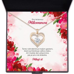 valentýnský dárek pro milovanou ženu dívku dvojité srdce Miluji tě s věnováním valentýnský dárek výročí bílý dárek