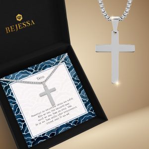 náhrdelník pro tatínka ocelový kříž s věnováním den otců dětský dárek víra pánské šperky doplňky bejessa