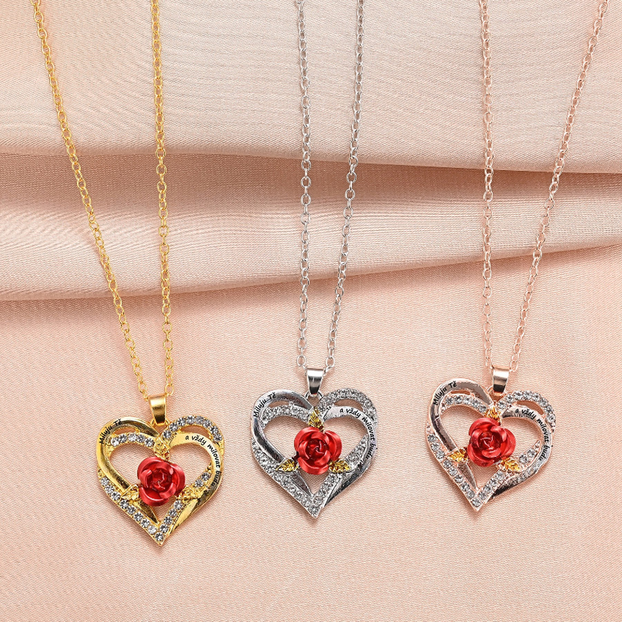 ideální-dárek-pro-milovaného-člověka-dvojité-srdce-s-červenou-růží-růžové-zlato-zlatá-stříbrná-bejessa