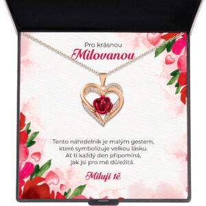 Valentýnský dárek, symbol velké lásky, náhrdelník, srdce, květiny, růže, náhrdelník s růží, stříbro, pozlaceno