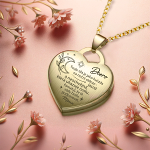 rytý náhrdelník, dárek pro dceru od maminky, srdce, ocel, pozlacená hvězda