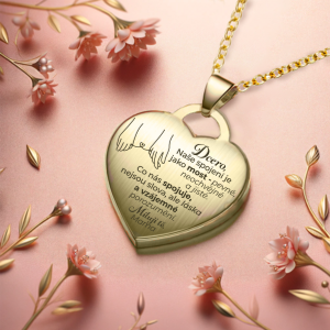 rytý náhrdelník, dárek pro dceru od maminky, srdce, pozlacená ocel, bond, pozlacené stříbro bejessa