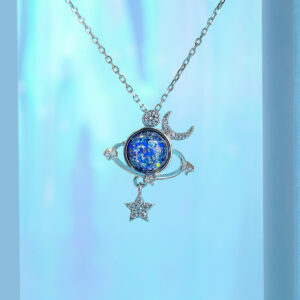 dárek pro vaše blízké náhrdelníky s věnováním pozlacené stříbrné valentines day galaxy blue