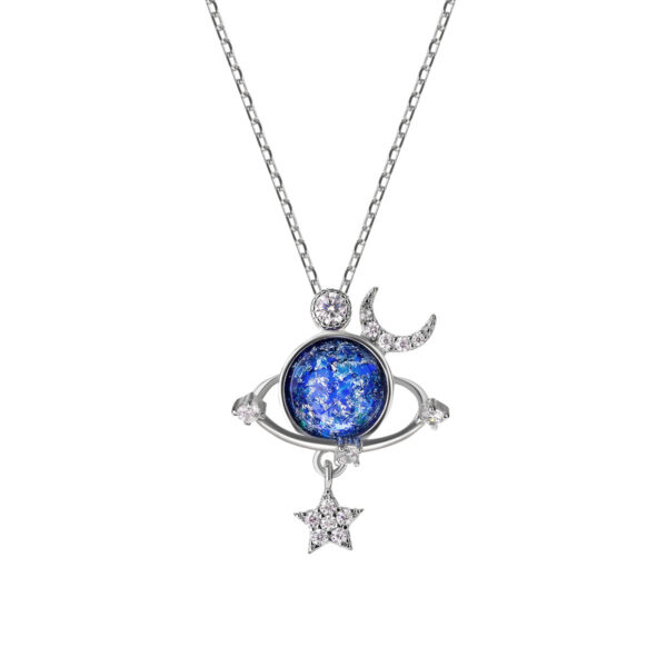 dárek pro vaše blízké náhrdelníky s věnováním pozlacené stříbrno modré valentýnské galaxy bejessa