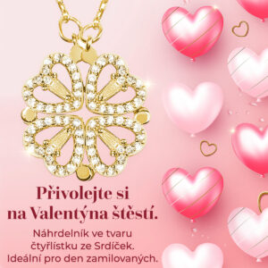 jetelový náhrdelník pro milovanou osobu, dárek pro přítelkyni, Valentýn, stříbrná magnetka