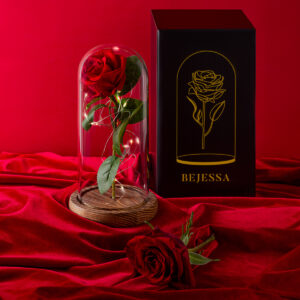 růže ve skle, dárek pro milovanou ženu, matku, dceru, manželku, sestru, Valentýn, narozeniny, červený květ bejessa