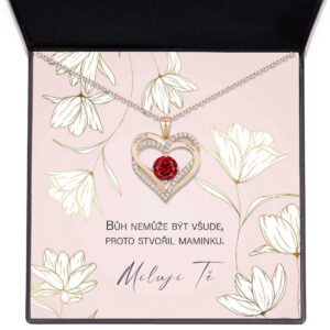 Darček ku Dňu matiek - srdcový náhrdelník pre mamu - gravírovaný s milovanou mamou - zlato so zirkónmi